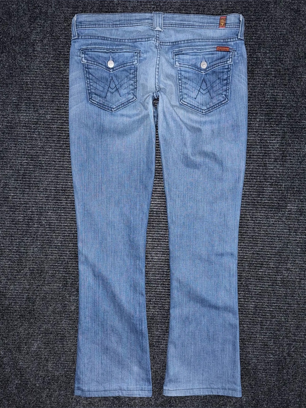7 For All Mankind Rocker “A” Flap Pocket Women's 31 Bootcut Blue Jeans USA Made